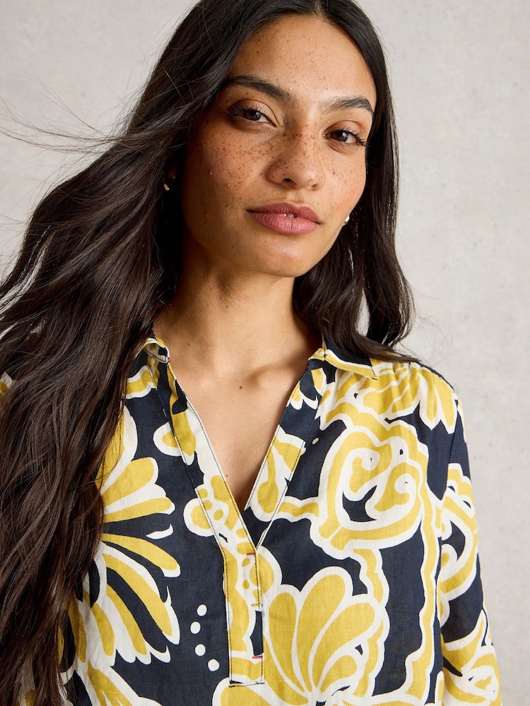 White Stuff Yellow Blake 100% Linen Tunic - Image 4 of 6