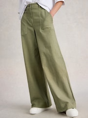 White Stuff Green Twister Chino Wide Leg Trousers - Image 3 of 6