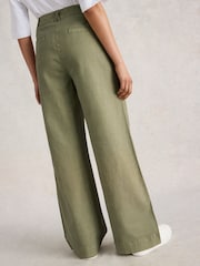 White Stuff Green Twister Chino Wide Leg Trousers - Image 4 of 6