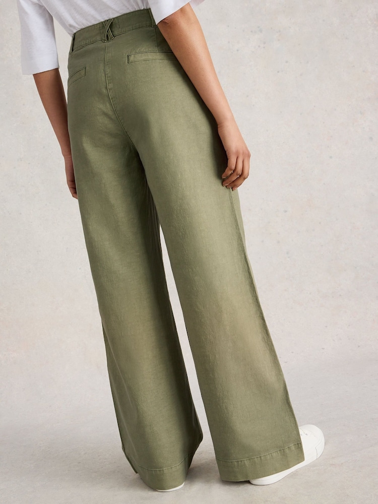 White Stuff Green Twister Chino Wide Leg Trousers - Image 4 of 6
