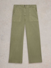 White Stuff Green Twister Chino Wide Leg Trousers - Image 5 of 6
