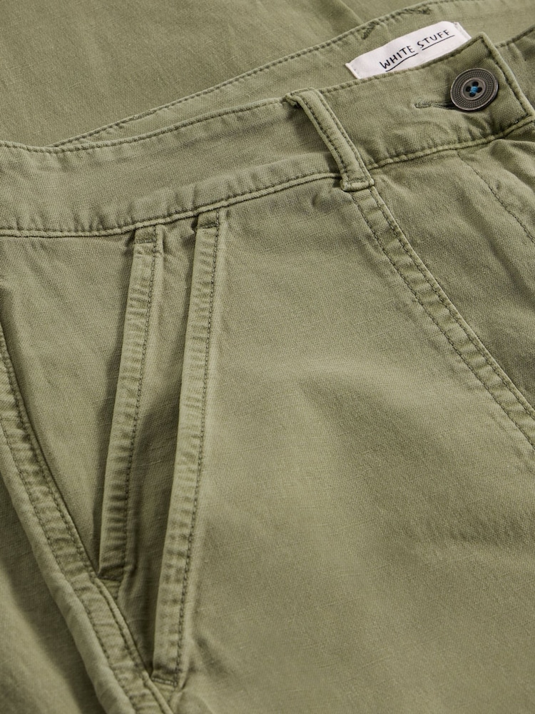 White Stuff Green Twister Chino Wide Leg Trousers - Image 6 of 6