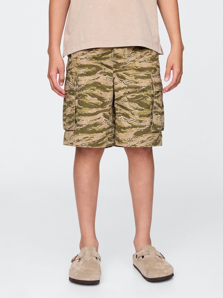 Gap Green Camo 7.5" Ripstop Easy Cargo Shorts (4-13yrs) - Image 1 of 5