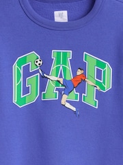 Gap Blue Football Logo Graphic Sweat Top - Image 3 of 3