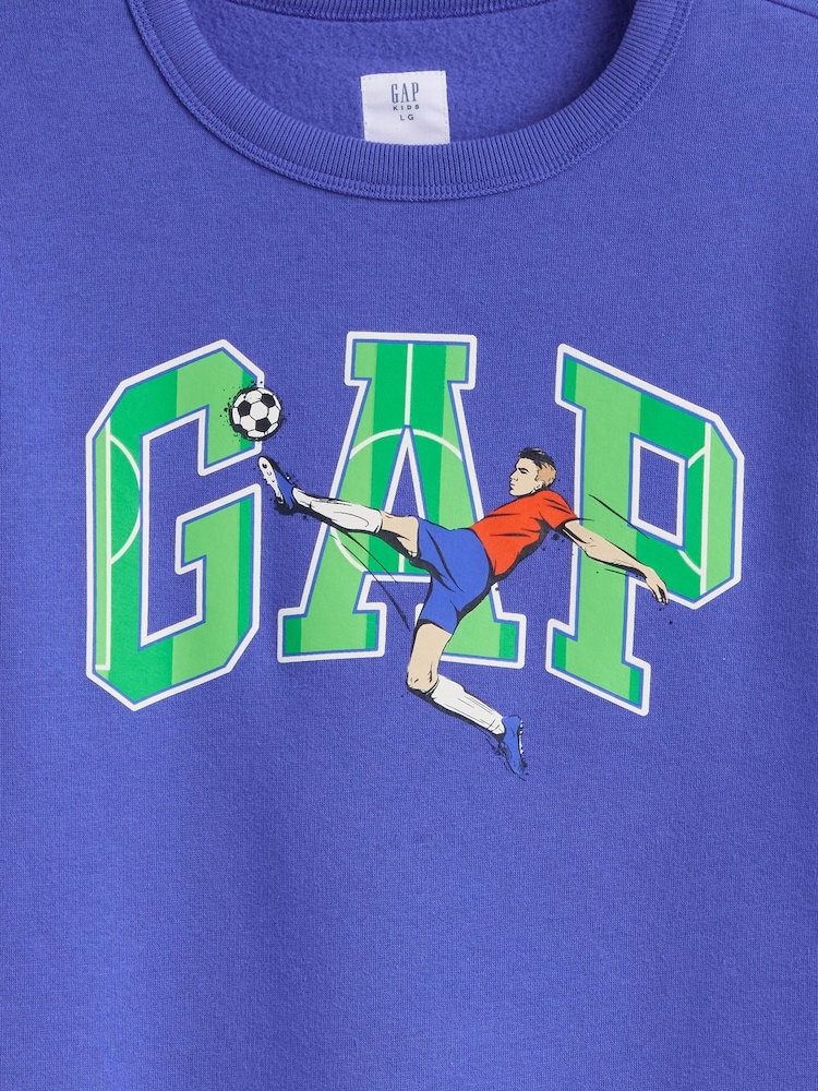 Gap Blue Football Logo Graphic Sweat Top - Image 3 of 3