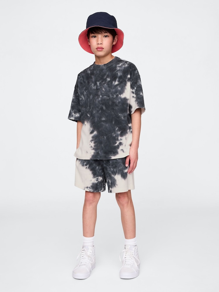 Gap Black/White Tie-Dye 5" Washed Easy Shorts (4-13yrs) - Image 1 of 5