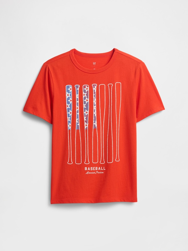 Gap Red Baseball Graphic Short Sleeve T-Shirt (4-13yrs) - Image 1 of 3
