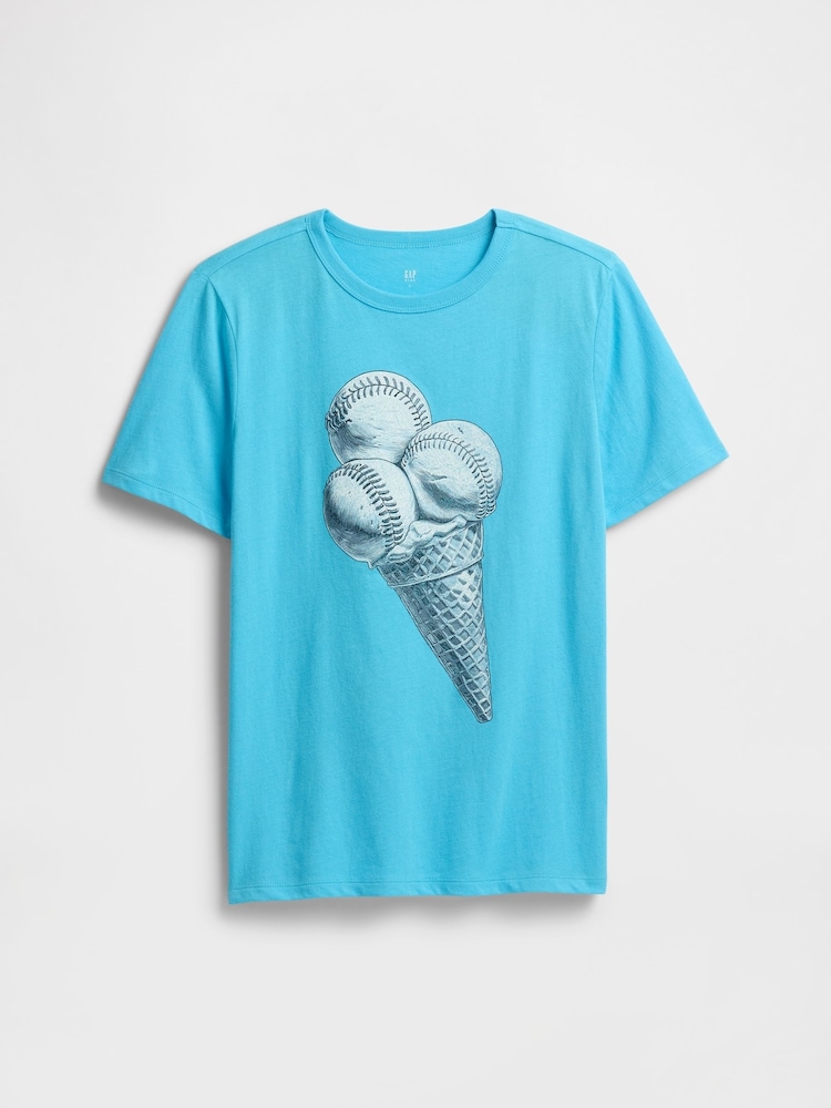 Gap Blue Ice Cream Graphic Short Sleeve T-Shirt (4-13yrs) - Image 1 of 3