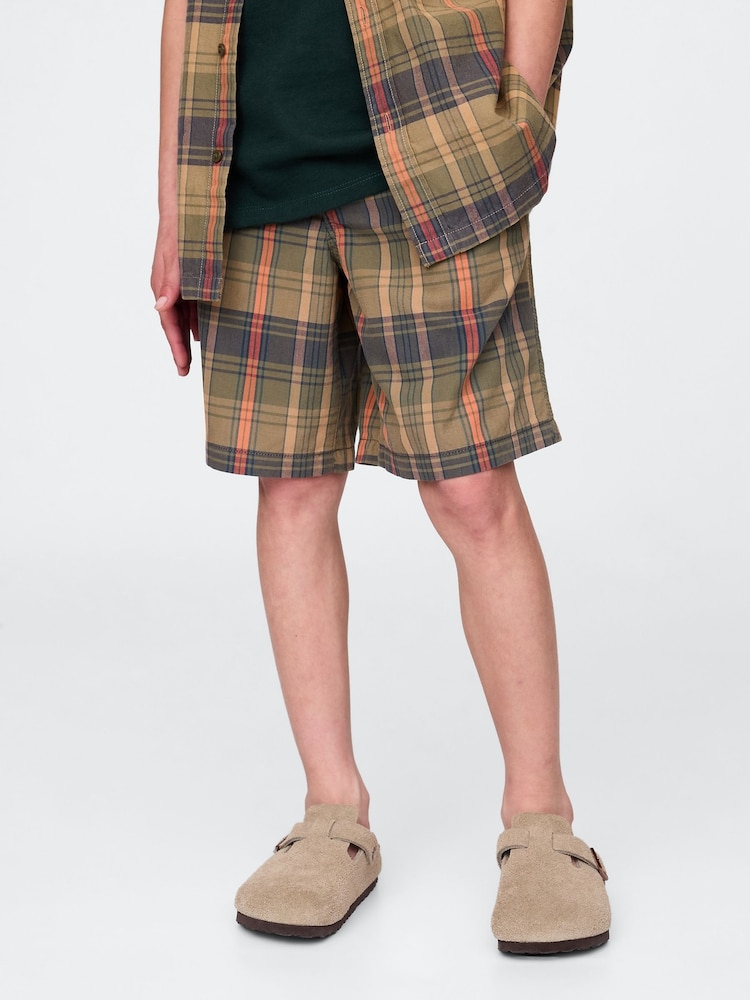 Gap Brown Check Canvas Easy Shorts (4-13yrs) - Image 1 of 5