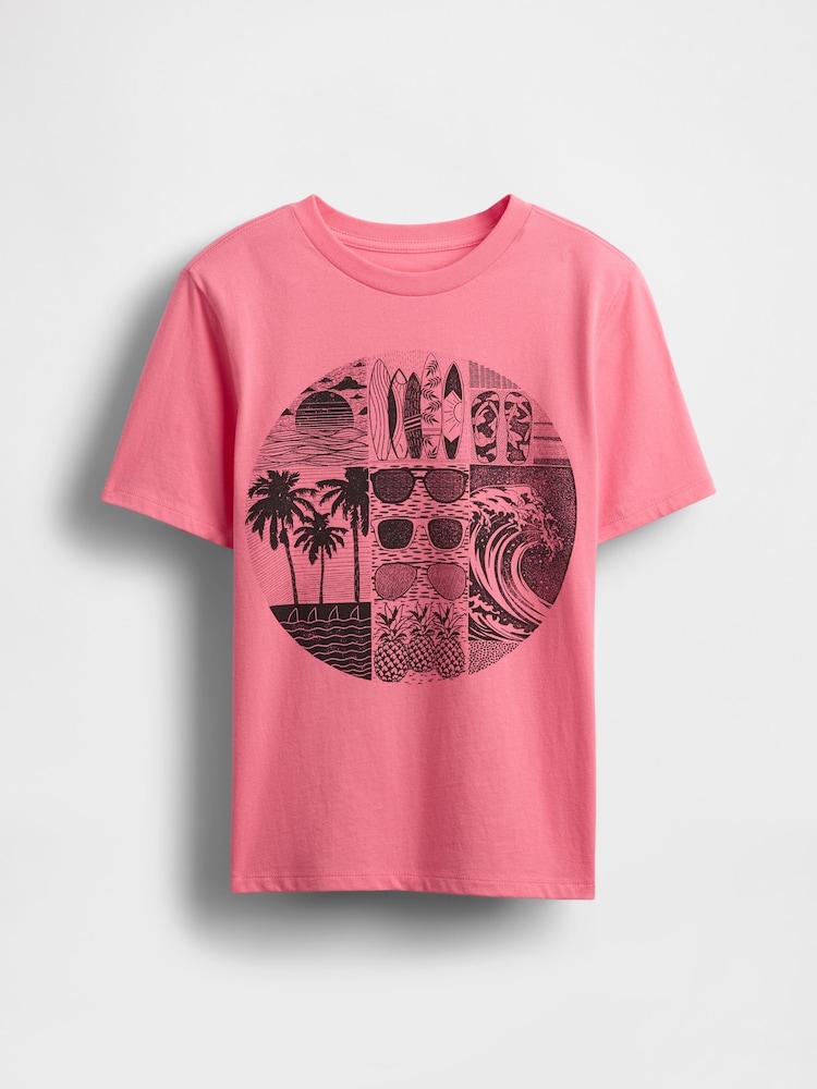 Gap Pink Graphic Short Sleeve T-Shirt (4-13yrs) - Image 1 of 3