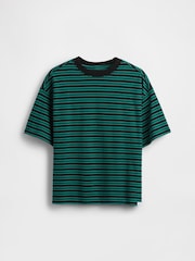 Gap Green/Black Stripe Heavyweight Short Sleeve T-Shirt (4-13yrs) - Image 1 of 1