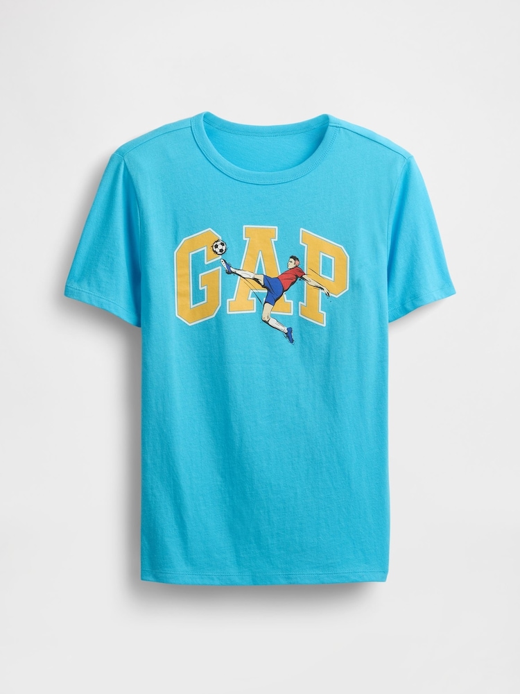 Gap Light Blue Graphic Short Sleeve Crew Neck T-Shirt - Image 1 of 2