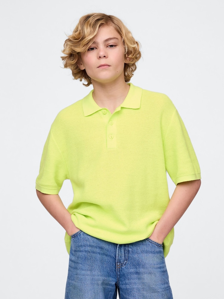 Amarillo - Gap Relaxed Knit Polo Shirt (4-12yrs) - Imagen 1 de 5