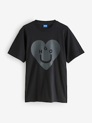 HUGO Oversize Vintage Tonal Heart Graphic Print T-Shirt - Imagem 1 de 1