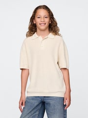 Beige - Gap Relaxed Knit Polo Shirt (4-12yrs) - Image 1 of 5
