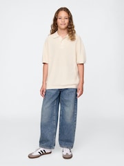 Beige - Gap Relaxed Knit Polo Shirt (4-12yrs) - Image 3 of 5