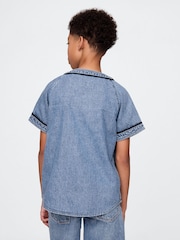 Gap Blue Denim Logo Baseball Jersey Shirt (4-13yrs) - Image 2 of 5