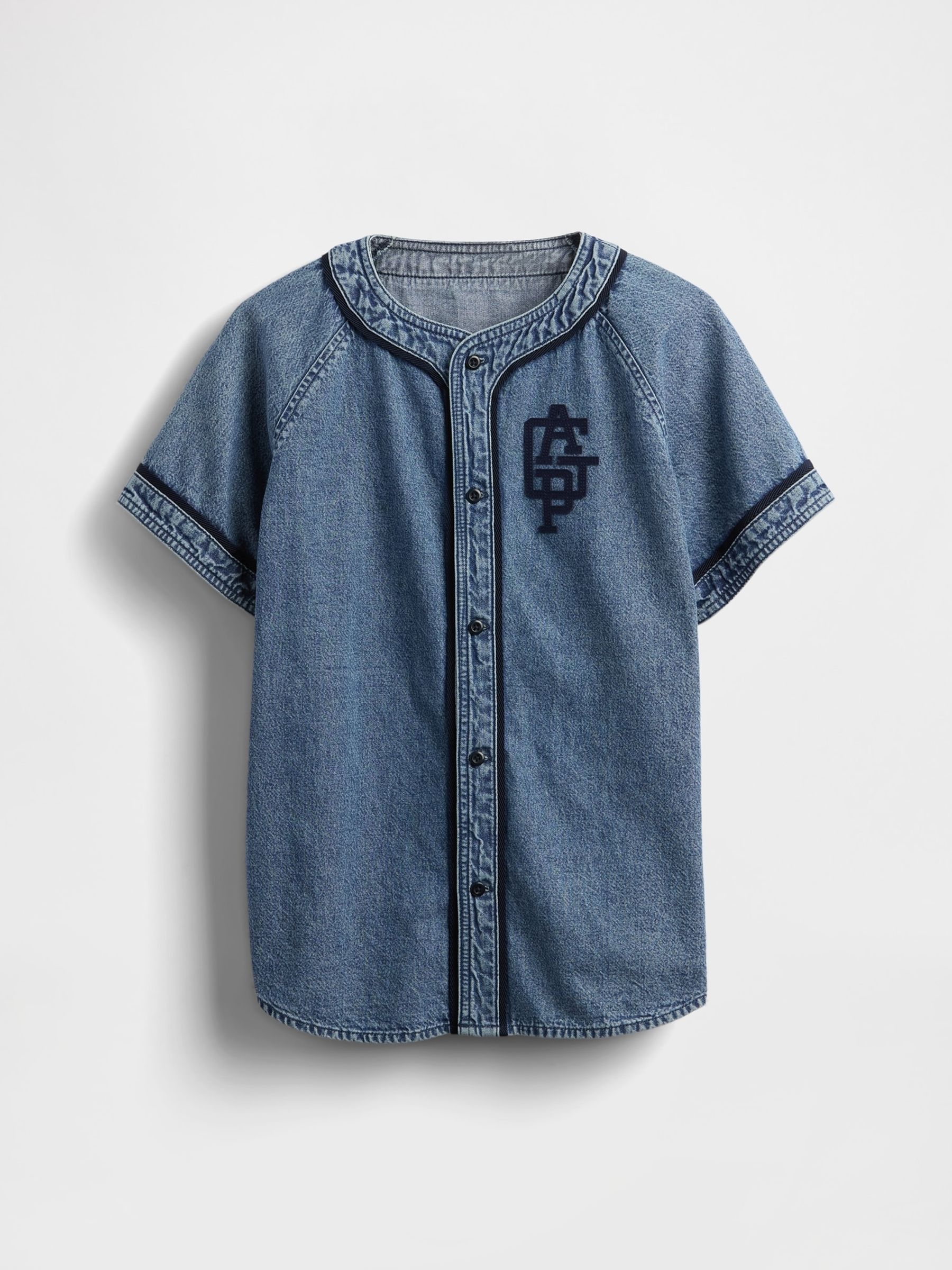 トップス TENDERLOIN DENIM BASEBALL SHIRT Buy Gap Blue Denim Logo Baseball Jersey Shirt (4-13yrs) from Next