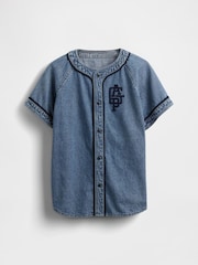 Gap Blue Denim Logo Baseball Jersey Shirt (4-13yrs) - Image 4 of 5