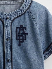 Gap Blue Denim Logo Baseball Jersey Shirt (4-13yrs) - Image 5 of 5