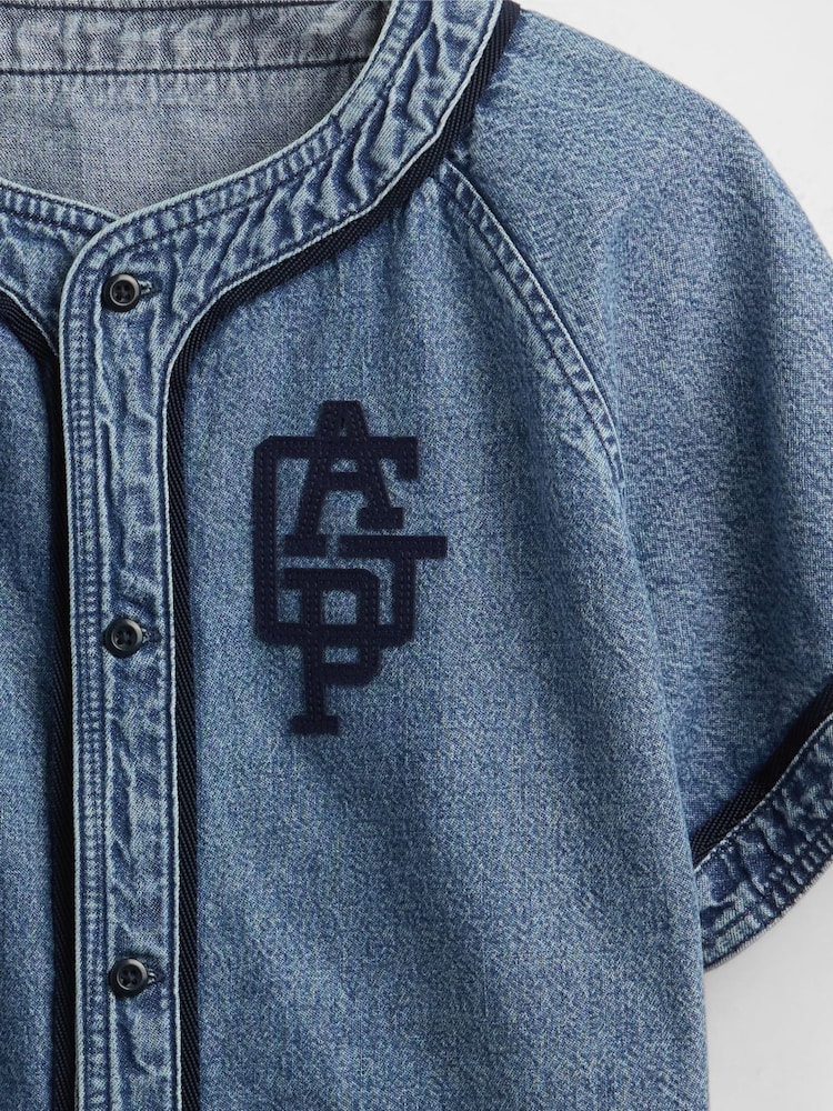 Gap Blue Denim Logo Baseball Jersey Shirt (4-13yrs) - Image 5 of 5