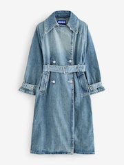 HUGO Blue Garena Mid Wash Belted Denim Trench Coat - Image 1 of 1