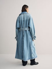 Casaco trench coat Denim com cinto e lavagem mid HUGO Garena - Imagem 2 de 7
