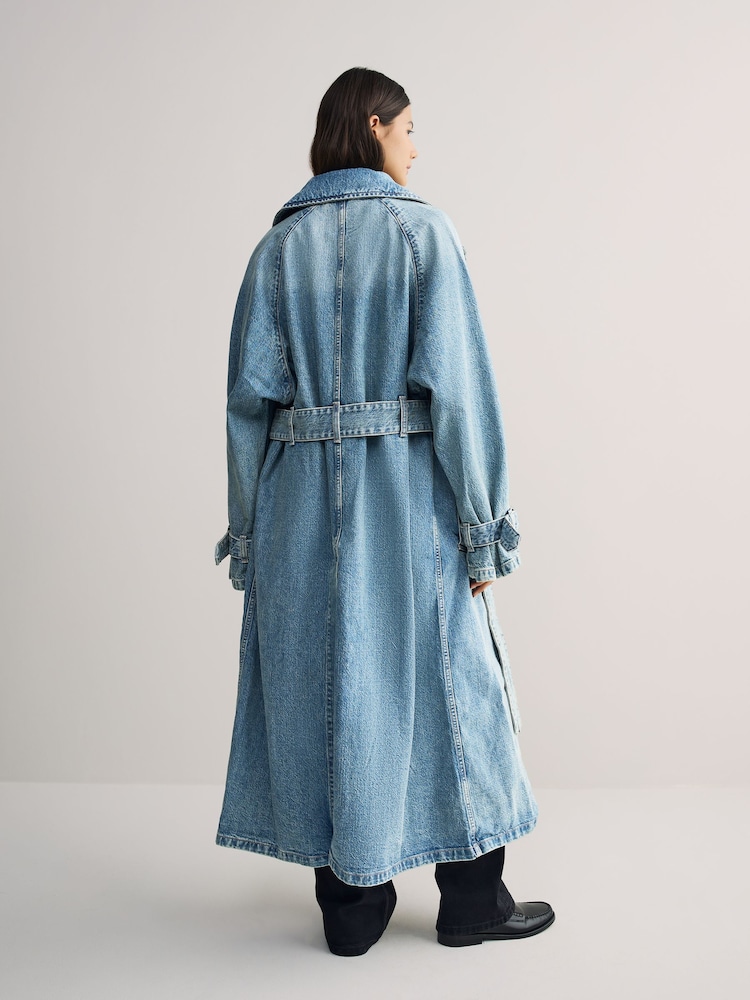Casaco trench coat Denim com cinto e lavagem mid HUGO Garena - Imagem 2 de 7