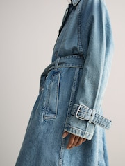 Casaco trench coat Denim com cinto e lavagem mid HUGO Garena - Imagem 6 de 7