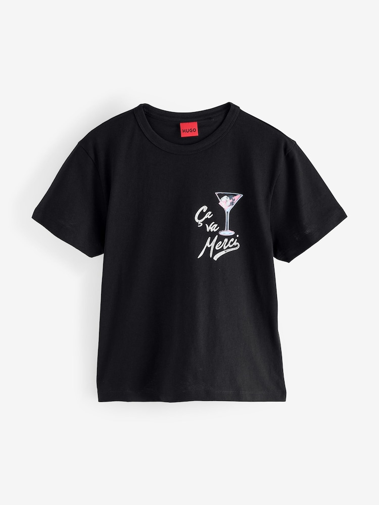 Preto - HUGO Destrel Graphic Print T-Shirt - Imagem 1 de 1