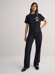 HUGO Black Destrel Graphic Print T-Shirt - Image 3 of 5