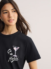 HUGO Black Destrel Graphic Print T-Shirt - Image 4 of 5