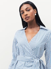BOSS Blue Bekania Stripe Belted Shirt - Image 4 of 4