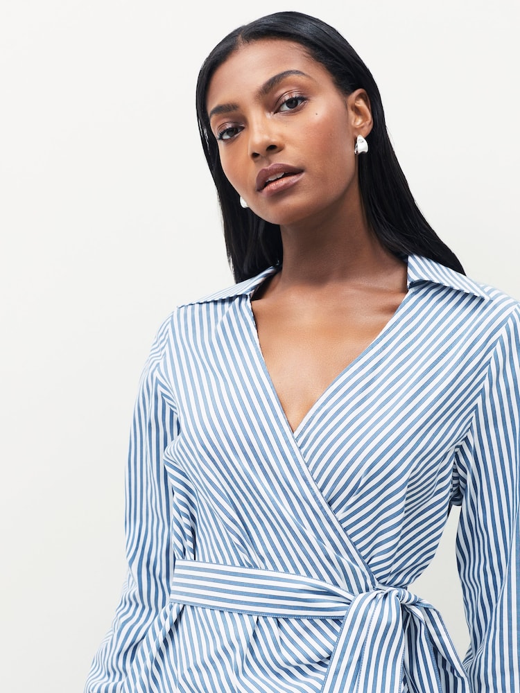 BOSS Blue Bekania Stripe Belted Shirt - Image 4 of 4