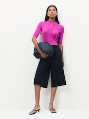 BOSS Pink Fugano Ribbed Knit Polo Shirt - Image 2 of 4