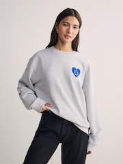 HUGO Grey Oversize Heart Back Graphic Print Sweatshirt - Image 2 of 5