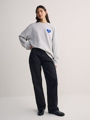 HUGO Grey Oversize Heart Back Graphic Print Sweatshirt - Image 3 of 5