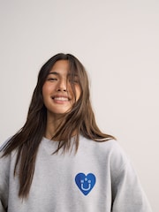 HUGO Grey Oversize Heart Back Graphic Print Sweatshirt - Image 4 of 5