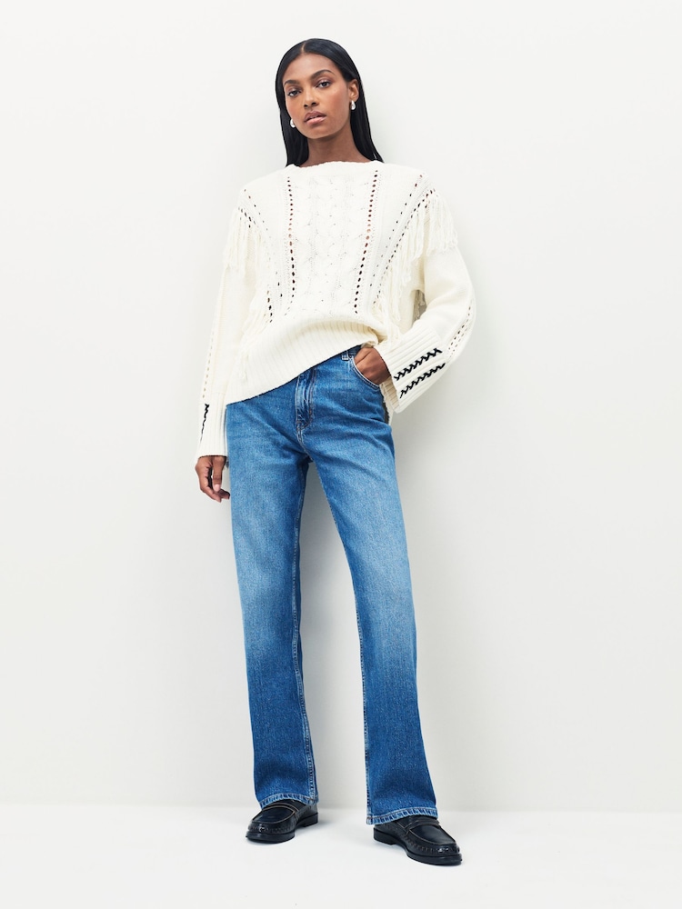 BOSS White Fitto Tassle Chunky Knit Jumper - Image 2 of 5