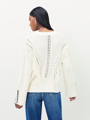 BOSS White Fitto Tassle Chunky Knit Jumper - Image 3 of 5