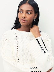 BOSS White Fitto Tassle Chunky Knit Jumper - Image 4 of 5