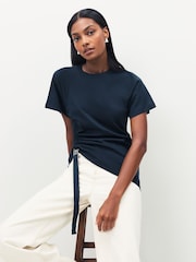 HUGO Black Daqua Tie Rouche T-Shirt - Image 2 of 6