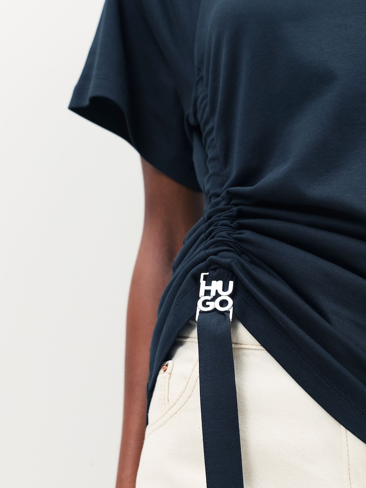 HUGO Black Daqua Tie Rouche T-Shirt - Image 6 of 6