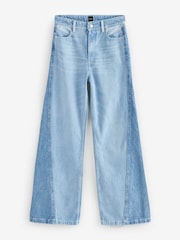 BOSS Blue Panelled Barrel Leg Denim Jeans - Image 1 of 1