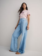 BOSS Blue Panelled Barrel Leg Denim Jeans - Image 4 of 6