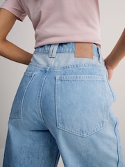 BOSS Blue Panelled Barrel Leg Denim Jeans - Image 5 of 6