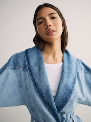 BOSS Blue Oversize Panelled Belted Denim Jacket - Image 5 of 6