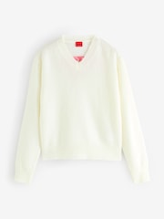 HUGO White Solanu Ballet Bow Knit Graphic Print Jumper - Image 1 of 2