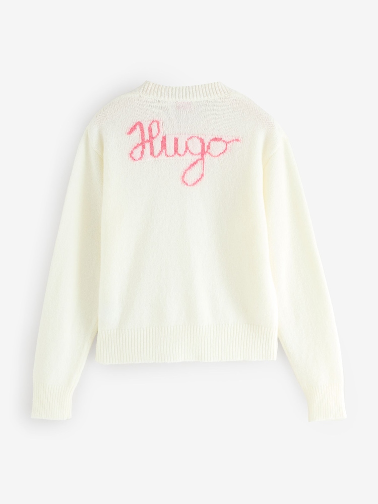 HUGO White Solanu Ballet Bow Knit Graphic Print Jumper - Image 2 of 2 HUGO White Solanu Ballet Bow Knit Graphic Print Jumper - Image 2 of 2