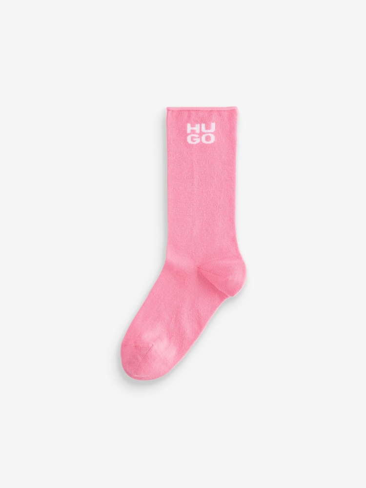HUGO Pink Bow Crew Socks 2 Pack - Image 3 of 3